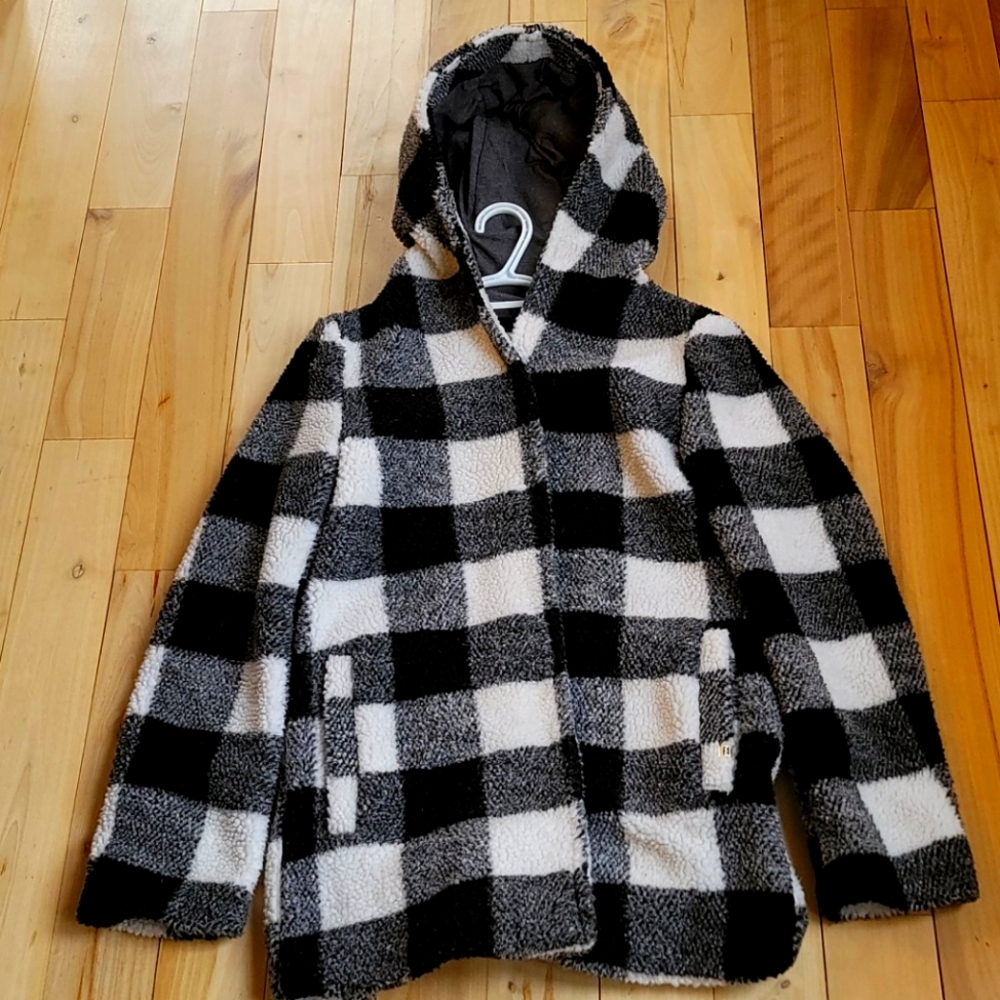 Billabong fleece plaid coat women's XS